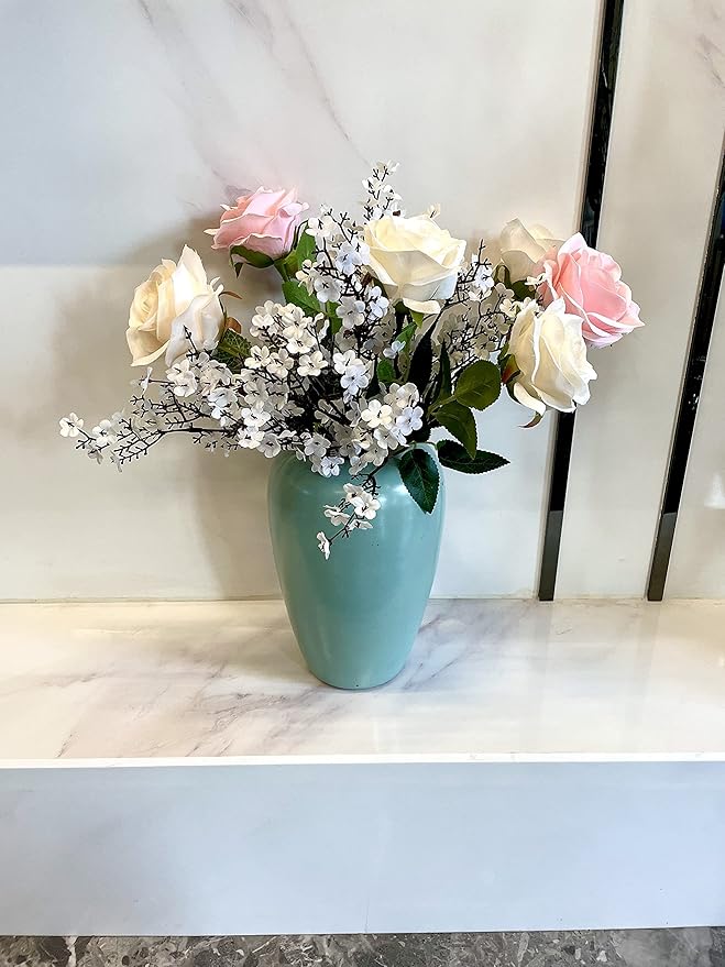 6PCS Artificial Baby Breath Flowers Fake Silk Real Touch DIY Floral Bouquets Decor Wedding Party Decoration Arrangements(White)