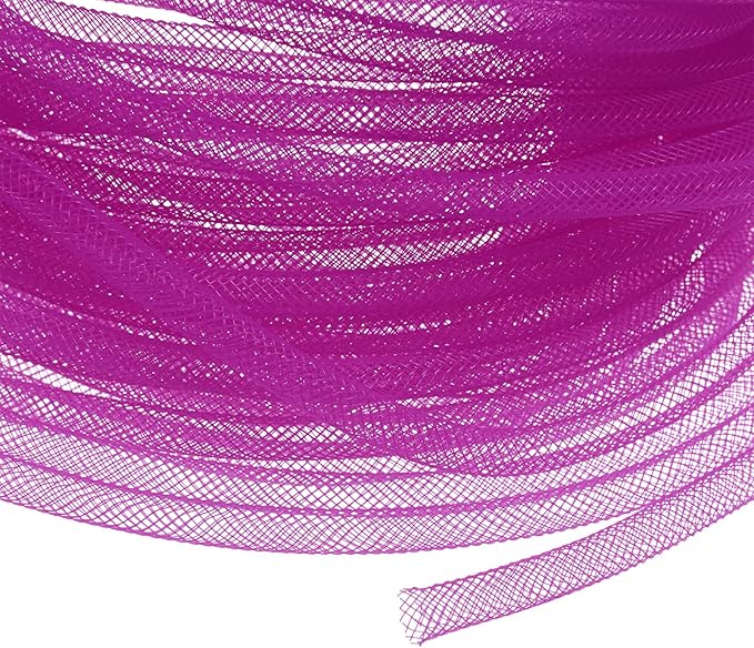 Mesh Tube Ribbon 25 Yards, 6mm Elastic Fabric Ribbons Mesh Tubing for Crafts/Gift Wrapping/Flower Bouquets/Wedding/Birthday/Holiday/Wreaths Christmas/Decoration[Persian Rose]
