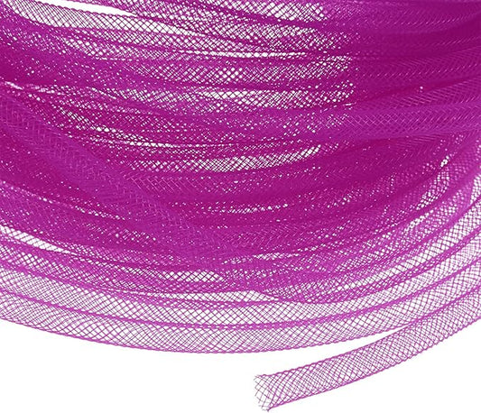 Mesh Tube Ribbon 25 Yards, 6mm Elastic Fabric Ribbons Mesh Tubing for Crafts/Gift Wrapping/Flower Bouquets/Wedding/Birthday/Holiday/Wreaths Christmas/Decoration[Persian Rose]