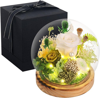 Preserved Flowers, Unique Rose flower Gifts Preserved Flower Gifts in Glass Dome for Women, Mom, Girlfriend and wife,Home Decor Gifts for Birthday, Mother’s Day, Anniversary, Christmas, Wedding.