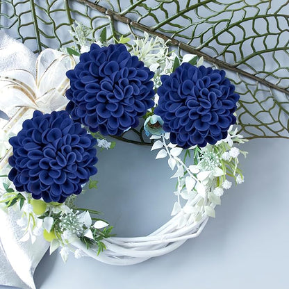Artificial Flowers, 25pcs Realistic Artificial Rose for DIY Wedding Bouquets Centerpieces Arrangements, Blue Dahlia Flowers with Stem for Bridal Shower Party Home Decorations