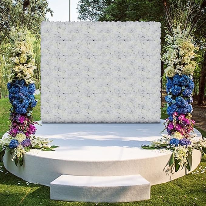 REHOUPTU 6PCs Flower Wall Panels Floral Backdrop, Realistic Flower Wall Decor, Silk Rose Wall, 23.6 * 15.7 in Artificial Flower Wall Backdrop Faux Flower Panel for Wedding, Home Decor (Ivory White)