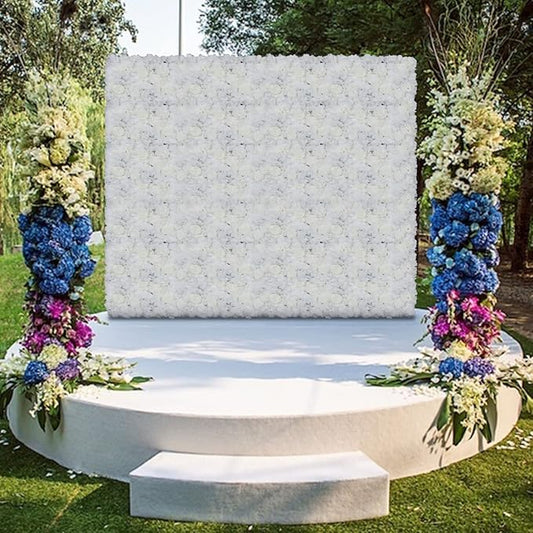 REHOUPTU 6PCs Flower Wall Panels Floral Backdrop, Realistic Flower Wall Decor, Silk Rose Wall, 23.6 * 15.7 in Artificial Flower Wall Backdrop Faux Flower Panel for Wedding, Home Decor (Ivory White)