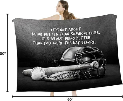 Baseball Throw Blanket for Kids & Adults - Soft, Warm, Cozy Fleece for Couch, Sofa, Bed - 50"x60"