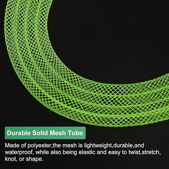 Mesh Tube Ribbon 45 Yards, 4mm Elastic Fabric Ribbons Mesh Tubing for Crafts/Gift Wrapping/Flower Bouquets/Wedding/Birthday/Holiday/Wreaths Christmas/Decoration[Dark Green]