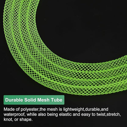 Mesh Tube Ribbon 45 Yards, 4mm Elastic Fabric Ribbons Mesh Tubing for Crafts/Gift Wrapping/Flower Bouquets/Wedding/Birthday/Holiday/Wreaths Christmas/Decoration[Dark Green]