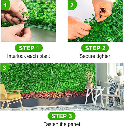 12 Pieces 24"x 16" Artificial Boxwood Panel, Grass Wall Panel, Boxwood Hedge Wall Panels UV Protected Suitable for Artificial Green Wall Decor, Fence Garden Wedding Backyard Decor