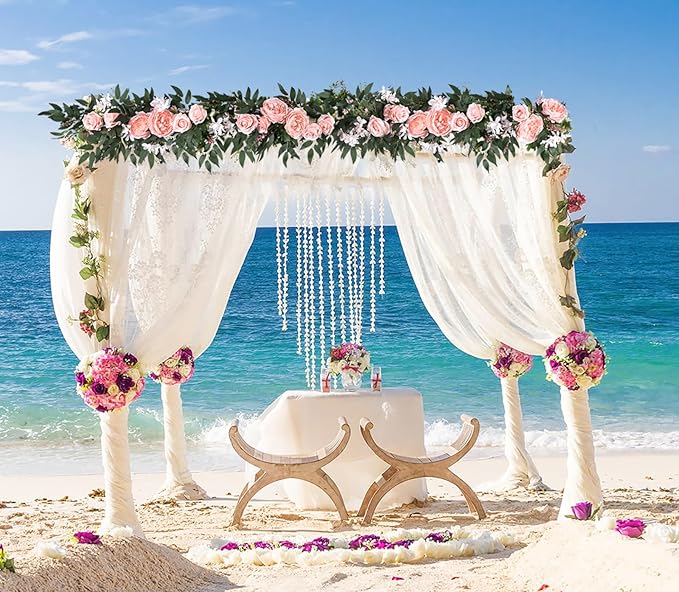 Lvydec 2 Pack Artificial Peony Flower Garland - 6ft Silk Peony Vine Willow Leaves Garland Pink Arch Flower Vine for Wedding Party Table Decoration (Pink)