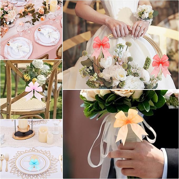 1-1/2 Inch x 50 Yards Sheer Organza Ribbon Chiffon Ribbon for Gift Wedding Flower Bouquet Wrapping Decorations Crafts (Orange)