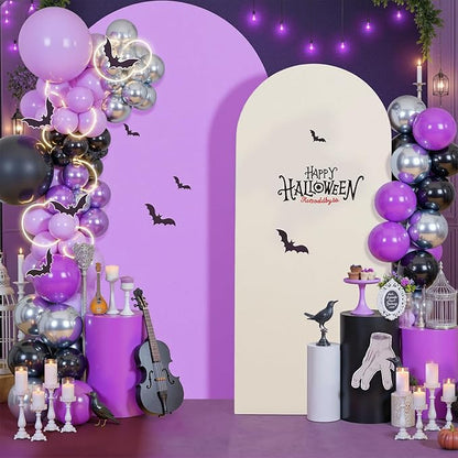 Ivory Purple Arch Backdrop Cover Set of 2-7.2ft 6ft Dual Color Wedding Arch Cover-Wrinkle Free Stretchy Spandex Cream Lavender Fitted Chiara Arch Stand Cover for Birthday Party Photo Photography