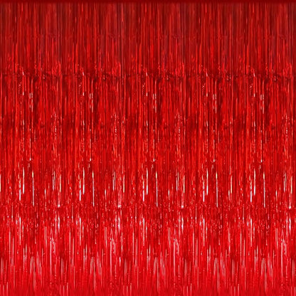 GOER 3.2 ft x 8.2 ft Metallic Tinsel Foil Fringe Curtains Party Photo Backdrop Party Streamers for Birthday,Graduation,New Year Eve Decorations Wedding Decor (1 Pack, Red)