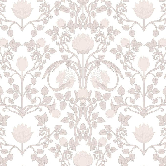 17.3" × 393.7" Pink Peel and Stick Wallpaper, Floral Wallpaper for Bedroom Bathroom Self Adhesive Removable
