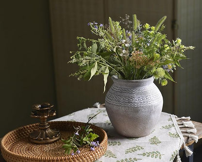 Quoowiit Ceramic Rustic Farmhouse Vase, Distressed Flower Vase for Home Decor, Boho Decorative Vases for Centerpiece Table Decorations, Vases for Living Room Kitchen Entryway Mantle Shelf Decor