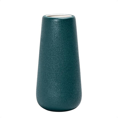 D'vine Dev 8 Inch Ceramic Flower Vase Textured Finishing, Minimalist Design for Kitchen, Bedroom, Living Room, Centerpieces, Office, Emerald Sandstone, VS-XH-C-1