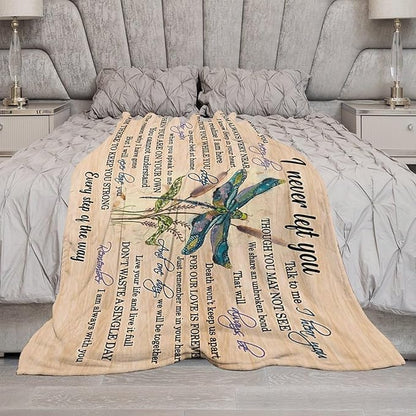 Dragonfly Blanket Memorial Sympathy Gifts for Girls Women Loved One I Never Left You Throw Blanket for Kids Adults Soft Warm Cozy Fleece Blanket for Couch Sofa Bed 60"x80"