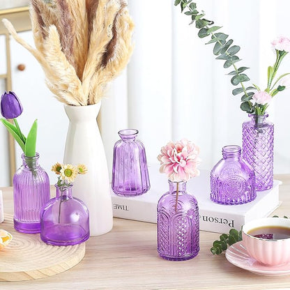 Bud Vases for Centerpieces Wedding,Flower Vases in Bulk for Rustic Home Decor,Small Vases for Wedding,Mother's Day,Graduation,Christmas,Birthday Party,Valentine's Day(Purple,15 Pcs)