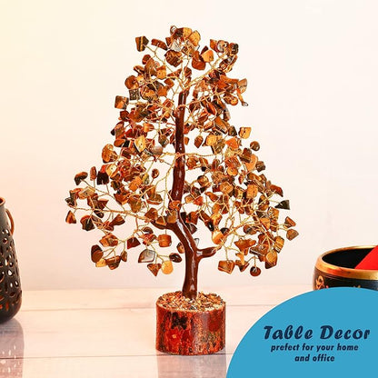 YATHABI Tiger Eye Crystal - Gem Tree - Stone Bonsai Tree - Good Luck Money Tree - Chakra Stone - Spiritual Tree - Crystal Tree for Life Decor - Crystal Gift - Crystal Energy