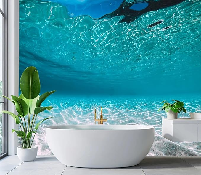 Eierme-Tropical Blue Ocean with White Sand Underwater in Hawaii Peel and Stick 90" x 67"