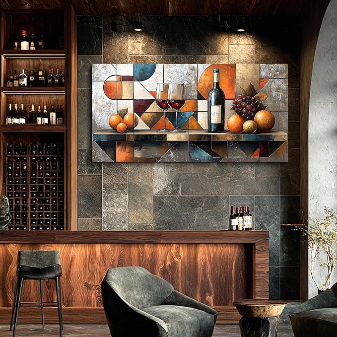 hyidecorart Large Wall Art For Kitchen Wall Decor For Living Room Dining Room Decorations Wine Glass Fruit Painting Still Life Canvas Prints Artwork Bar Restaurant Posters Home Decor Ready to Hang