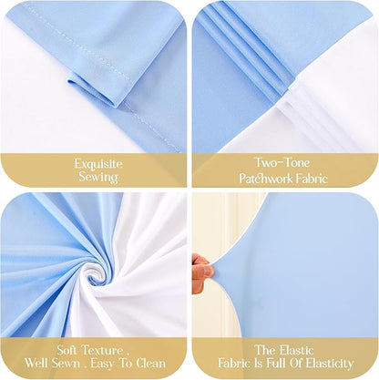 White and Blue Arch Backdrop Cover 7.2FT 6.6FT 6FT Arch Covers Stretchy Backdrop Set of 3, Wedding Arch Cover Spandex Fitted Double-Color Fabric Arch Covers for Party Baby Shower Birthday Decoration