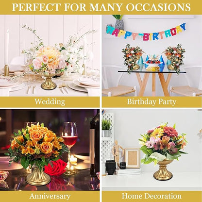 Metal Vases for Table Centerpieces 10 Pcs 4.7 Inch Gold Vases Golden Compote Pedestal Vase,Gold Vases for Centerpieces Flower Holders Center Pieces for Weddings Party Anniversary Decorations
