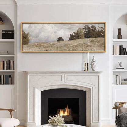 SIGNFORD Large Framed Canvas Print Wall Art Rustic Countryside Landscape Illustrations Modern Art Relax/Calm Warm for Living Room, Bedroom, Office - 60"x20"