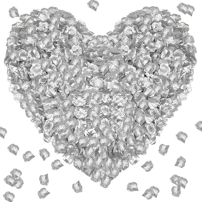 1000Pieces Rose Petals, Artificial Flower Petals Fake Rose Petals for Romantic Night,Wedding,Proposal Anniversary Flower Decorations (Silver)