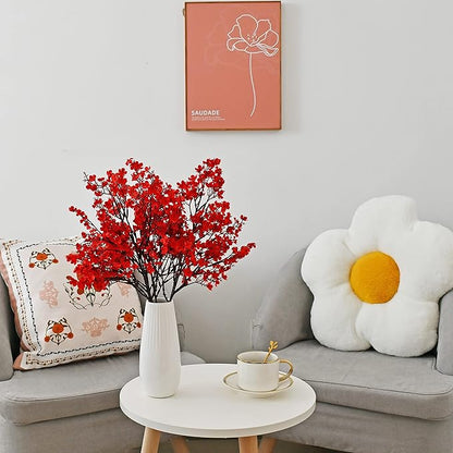 Mandy's Red Artificial Baby’s Breath European Flowers 6 Bundles Silk Gypsophila with Bendable Stems for Fall Thanksgiving & Christmas Centerpiece Wedding Decor and Table Arrangements