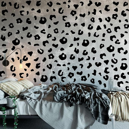 10 Sheets 360Pcs Leopard Wall Decals Removable Peel & Stick Wall Stickers Self-Adhesive Animal Print Vinyl Decor for Nursery, Car,Door, Home, Bedroom, DIY Easy Installation (Black)
