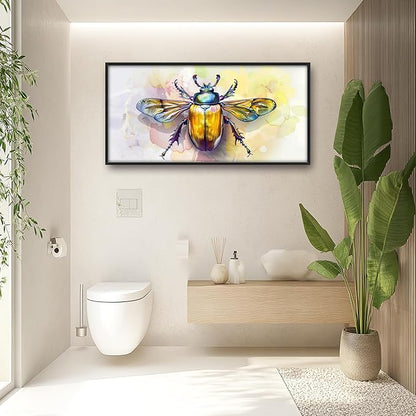 Framed Large Pictures Wall Art for Living Room, Insect Bettle Oversized Wall Decor Golden Bug Canvas Print Painting Extra Large Framed Artwork for Bedroom Office 60"x30"