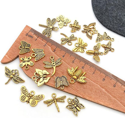 WOCRAFT 60pcs Antique Gold Butterfly Bracelet Charms for Jewelry Making Sets DIY Necklace Bracelet Keychain Crafting Charms Kit Craft Supplies (SN846)