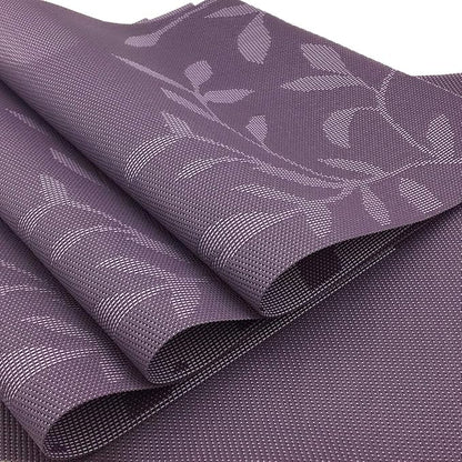 Gugrida Place Mats PVC Set of 6, Table Placemats Set of 6 PVC Woven Vinyl Place Mats Table Mats Natural Color (6 pcs, Purple Leaves)