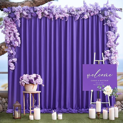 Purple Backdrop Curtains 2 Panels-Wrinkle-Free Purple Curtains Polyester Photography Drapes for Baby Shower Birthday Party Photo Background Backdrop Stand- 8 X10FT