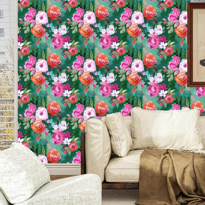 Green Bright Wallpaper Peel and Stick Colorful Contact Paper Watercolor Wall Paper for Beedroom Bathroom Accent Wall Closet Removable Modern Renter Friendly 17.5 x 118In