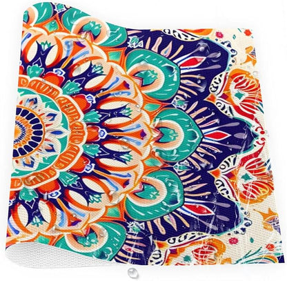 Ethnic Colorful Flower Mandala Placemats Set of 1 PVC Vinyl Non Slip Table Mats Waterproof Heat Resistant Place Mats Washable Wipeable Dining Table Mat for Kitchen Party Farmhouse Indoor Decorative