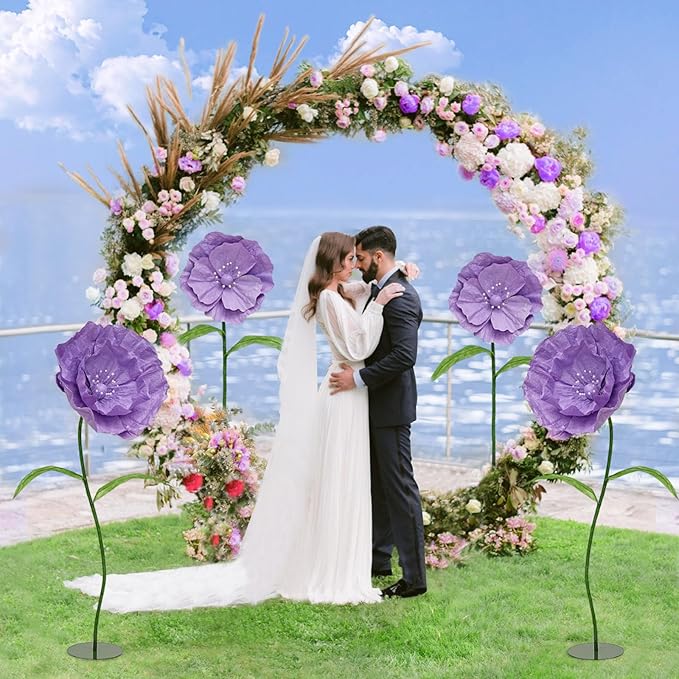 Giant Fake Flowers 5.77FT - Light Purple Large Paper Flowers 3D Artificial Floral Wedding Decorations for Birthday Party Outdoor Banquet Event Home Backdrop Decor