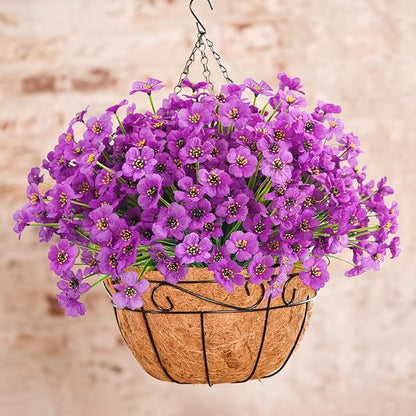 Uieke 16PCS Artificial Flowers for Outdoors UV Resistant Fake Flowers for Outside Indoor Home Porch Window Box Spring Summer Décor (Purple)