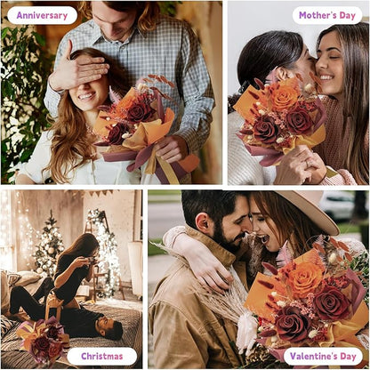 HUACHIPLUS Natural Eternal Flowers Gift: Preserved Flowers Bouquet, Anniversary, Birthday, Mom Gifts for her-Flowers for Delivery Prime-Purple Forever flower arrangement (Ancora Red)