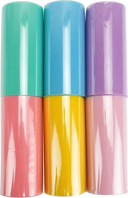 MEEDEE Pastel Tulle Ribbon 6 Rolls Tulle Fabric Spool Ribbon, 6 inch by 25 Yards/Spool, Perfect for Tutus DIY Wedding Table Skirt Rainbow Party Decorations Gift Wrapping