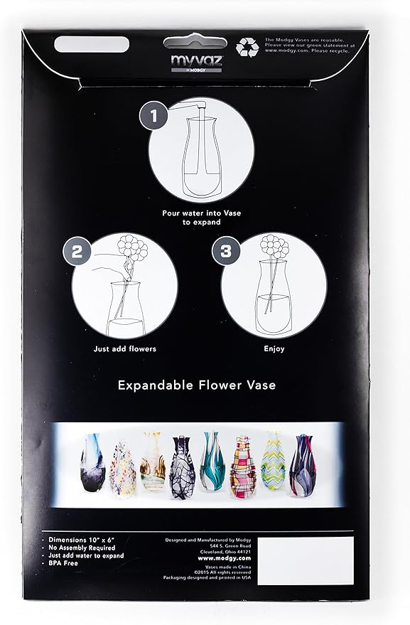 MODGY Expandable Flower Vase Plastic Decorative Modern Vases for Flowers Centerpieces Dining Table Decor Living Room Bathroom Wedding Office, Bizzyb