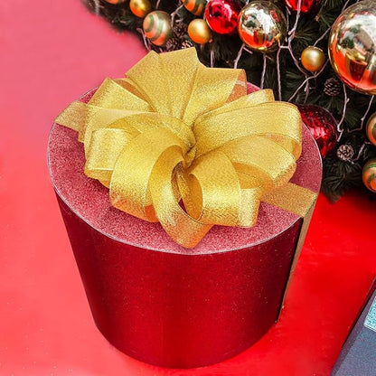 Organza Ribbon Sheer Ribbon, 1" x 125 Yd 5 Rolls Christmas for Gift Wrapping, Bouquet, Wedding, Party Decoration, Christmas