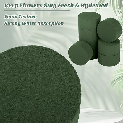36 Packs Round Floral Foam Blocks Green Wet Dry Flower Foam Bricks 3.15 Inch DIY Flower Arrangement Supplies Kit Florist Block for Aisle Flowers Wedding Party Decorations