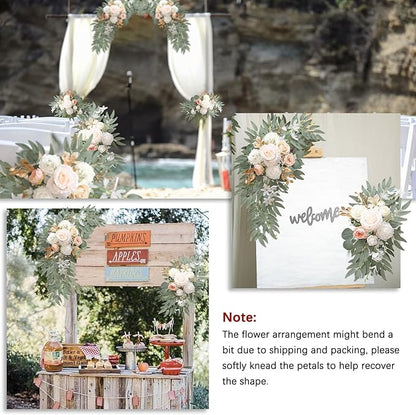 Champagne Wedding Arch Flowers, Faux Flower Swag Set of 2, Champagne Floral Swag for Wedding Arch Welcome Signs, Reception Ceremony Signs Decor