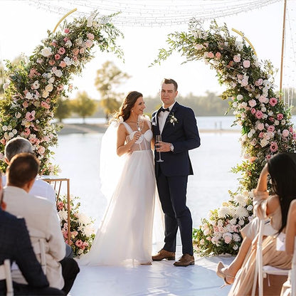 Mental Arch Backdrop Stand,Set of 2 Gold Half Flower Arch Stand for Wedding Ceremony Birthday Anniversary Floral Balloon Arch Stand Background Decoration (7.5FT & 6.2FT)