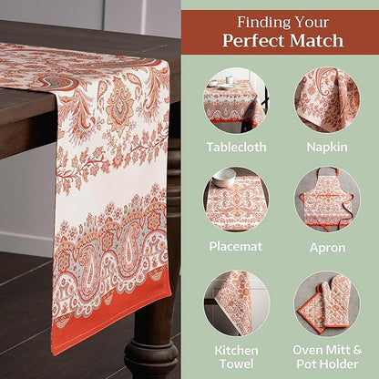 Maison d' Hermine Table Runner 100% Cotton Double Layer Table Runners 72 inches Long for Thanksgiving Christmas Decorations Home Kitchen Dining Party Wedding (Cachemire, 14.5" x 72")