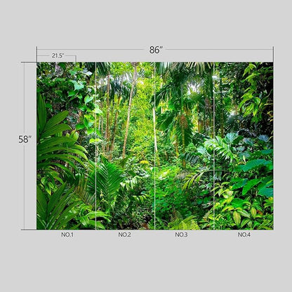 Tropical Rainforest Botanical Wallpaper Peel and Stick Wall Mural for Bedroom Living Room - 58"x86"