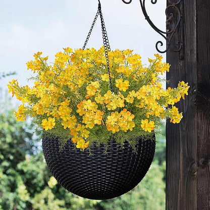 Spring Decorations for Home Fake Flowers Hydrangea Artificial Plants Indoor Mantle Decor Plastic Flowers Artificial Plants Outdoor Garden Decor Hanging Plants 6pcs Yellow Flowers