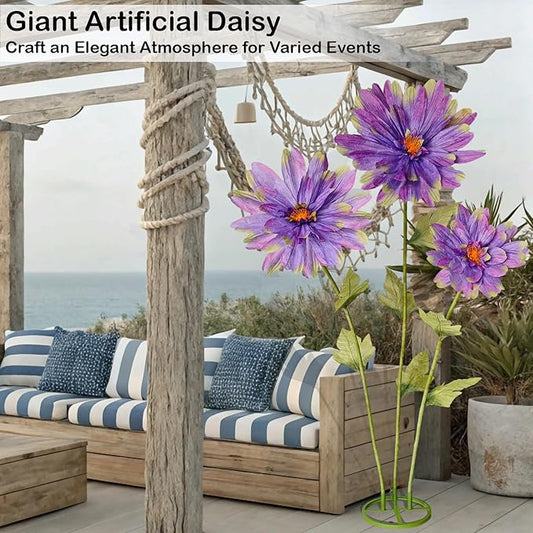 5.6 Ft Giant Daisy Flowers for Decoration,Big Artificial Fake Daisy,Large Crepe Paper Flowers for Home Decor Garden,Hotel,Office,Photography Props,Wedding,Art Gallery,Shop Window Display(Purple)