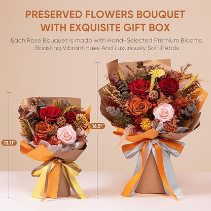 Flowers for Delivery Preserved Flower Fresh Bouquet Forever Flowers Birthday Gifts for Women Mom Anniversary Real Rose Gifts for Grandma Sister Wife Her from Daughter Home Wedding Decor