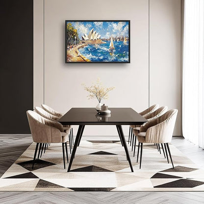Sydney Opera House Large Wall Art Beach Boat Pictures Wall Decor Coastal Canvas Seascape Print Painting Modern Artwork Home Decoration for Living Room Bathroom Bedroom Office Framed 36"x24"